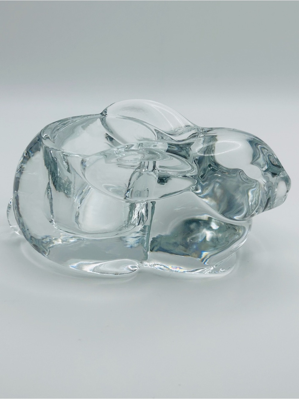 Vintage Indiana Glass Clear Bunny Rabbit Votive Candle Holder